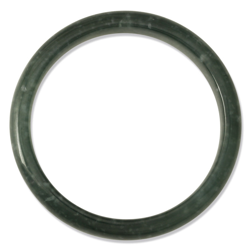 BLUE GREEN JADEITE JADE HALF ROUND BANGLE 60.5MM UPC #168947