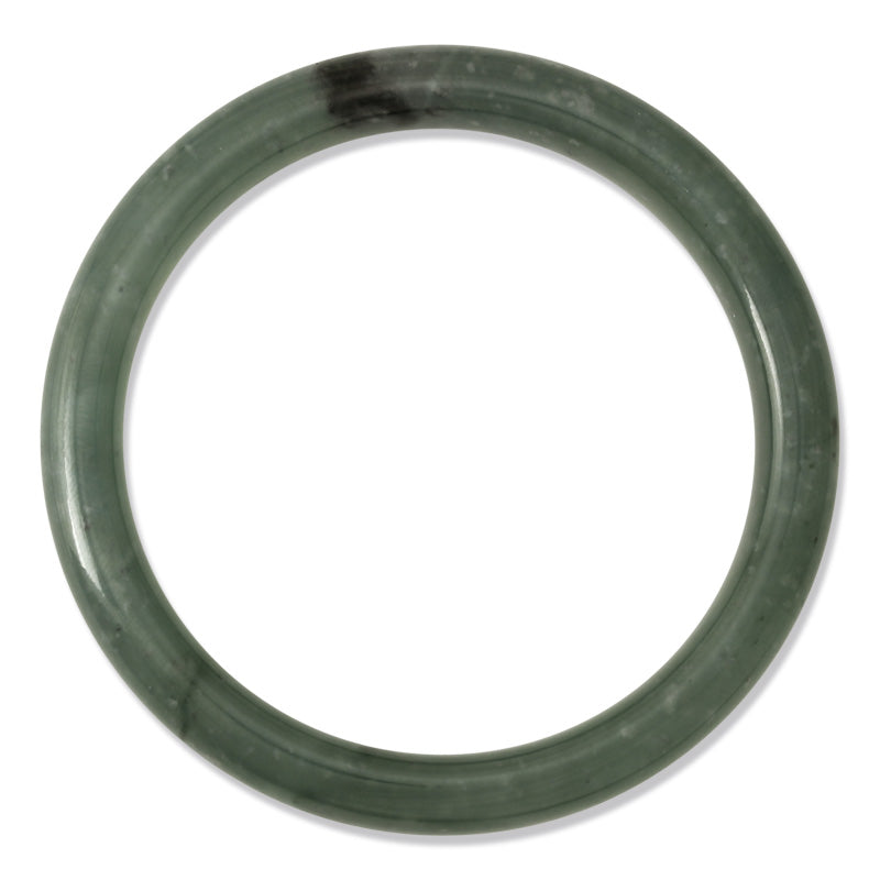 BLUE GREEN JADEITE JADE HALF ROUND BANGLE 60.5MM UPC #355699