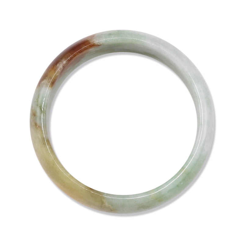 GREEN & RED JADEITE JADE HALF ROUND BANGLE 51.7MM UPC #357884