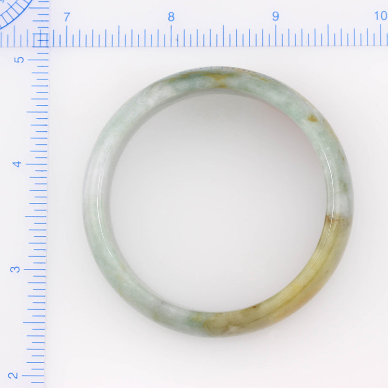 GREEN & RED JADEITE JADE HALF ROUND BANGLE 51.7MM UPC #357884