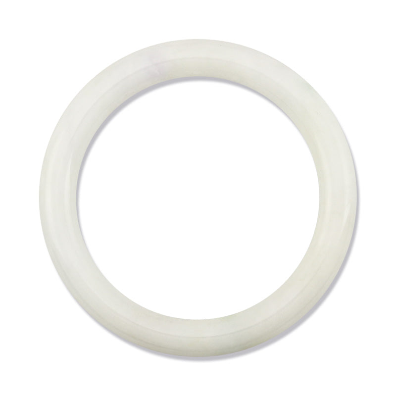 WHITE JADEITE JADE CYLINDRICAL BANGLE 53.3MM UPC #383043