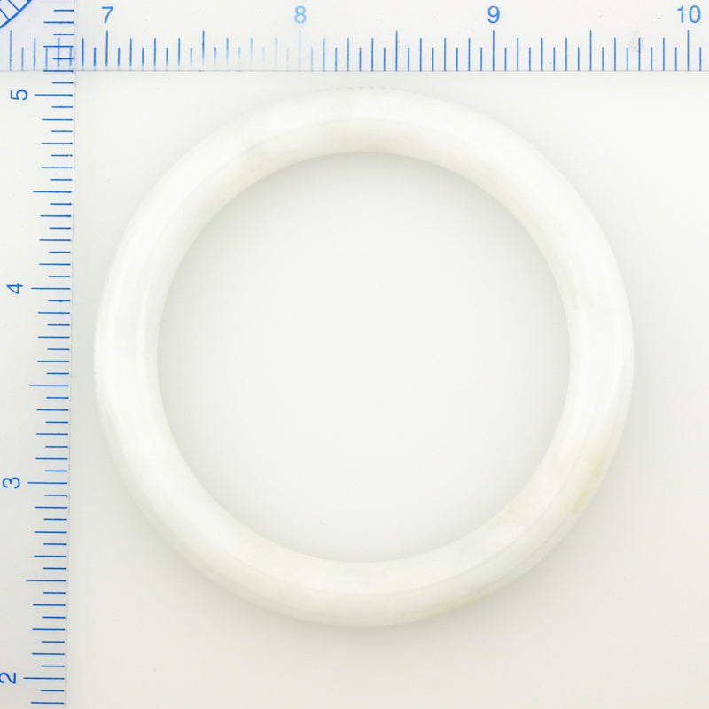 WHITE JADEITE JADE CYLINDRICAL BANGLE 53.3MM UPC #383043