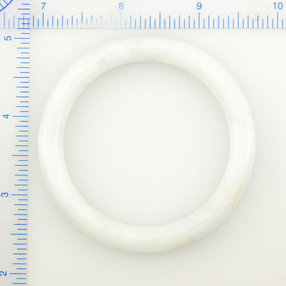 WHITE JADEITE JADE CYLINDRICAL BANGLE 53.3MM UPC #383043