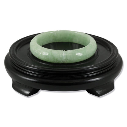 GREEN JADEITE JADE CARVED HALF ROUND BANGLE 60MM UPC #289307