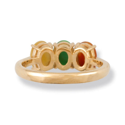 14K YELLOW GOLD RAINBOW JADEITE JADE BAND RING UPC #375635