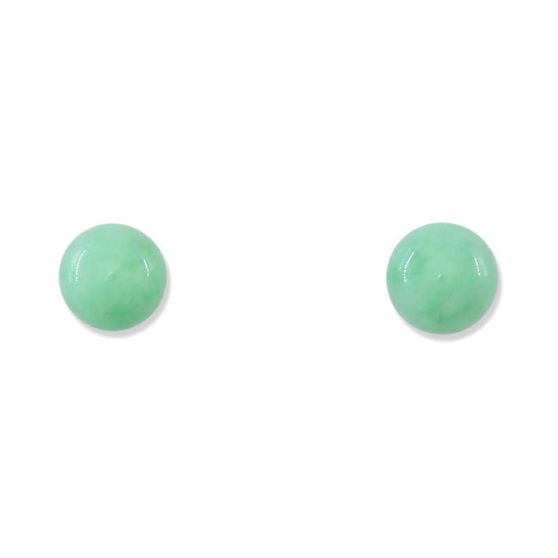 14K YELLOW GOLD GREEN JADEITE JADE 6MM BALL STUD EARRING UPC #356764