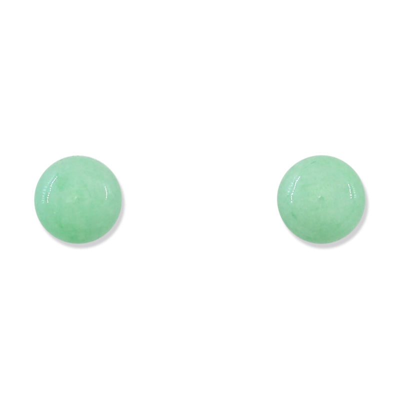 14K YELLOW GOLD GREEN JADEITE JADE 7MM BALL STUD EARRING UPC #137356