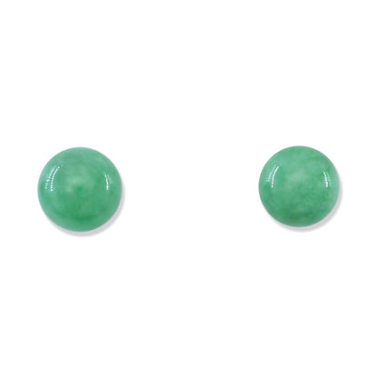 14K YELLOW GOLD GREEN JADEITE JADE 7MM BALL STUD EARRING UPC #280656