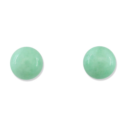 14K GREEN JADEITE JADE 8MM BALL STUD EARRING UPC #203624