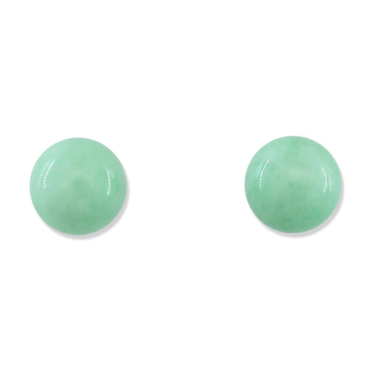 14K GREEN JADEITE JADE 8MM BALL STUD EARRING UPC #203624