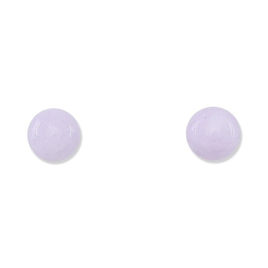 14K YELLOW GOLD LAVENDER JADEITE JADE 6MM BALL STUD EARRING UPC #371859