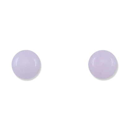 14K YELLOW GOLD LAVENDER JADEITE JADE 7MM BALL STUD EARRING UPC #393943