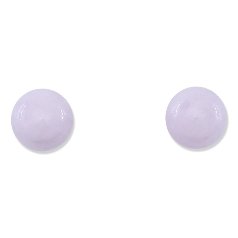 14K YELLOW GOLD LAVENDER JADEITE JADE 8MM BALL STUD  EARRING UPC #291102