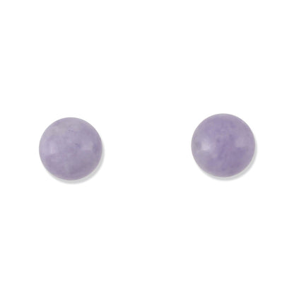 14K YELLOW GOLD LAVENDER JADEITE JADE 9MM BALL STUD EARRING UPC #371866