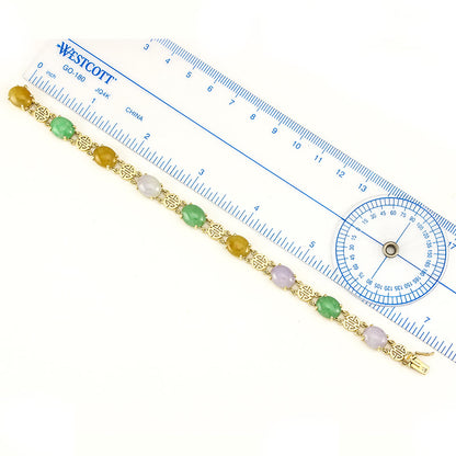 14K YELLOW GOLD MULTI-COLOR JADEITE JADE BRACELET UPC #332850