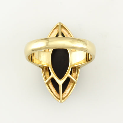 14K YELLOW GOLD BLACK NEPHRITE JADE MARQUISE RING UPC #313392