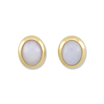 Light Purple Jade Earrings | 14K Yellow Gold Lavender Jadeite Jade Stud Earrings | UPC #102903