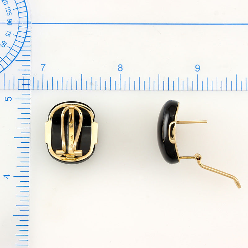 14K YELLOW GOLD BLACK NEPHRITE JADE EARRINGS UPC #340886