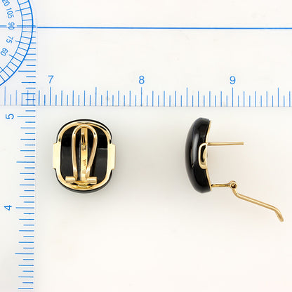 14K YELLOW GOLD BLACK NEPHRITE JADE EARRINGS UPC #340886