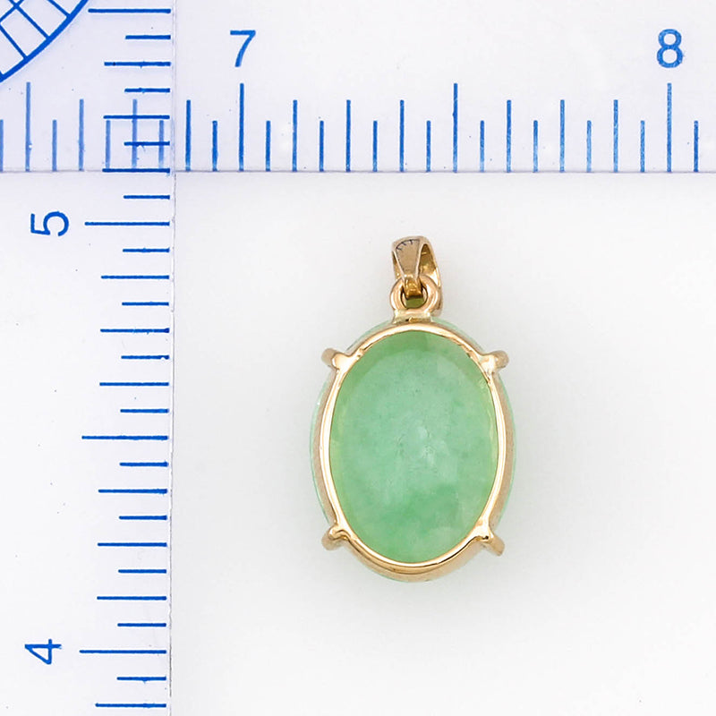 14K YELLOW GOLD GREEN JADEITE JADE CARVED PENDANT UPC #364653