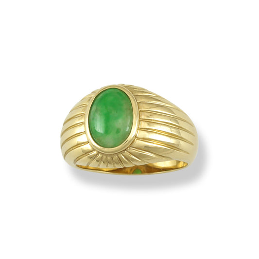 14K Yellow Gold Green Jadeite Jade Ring | UPC #322219