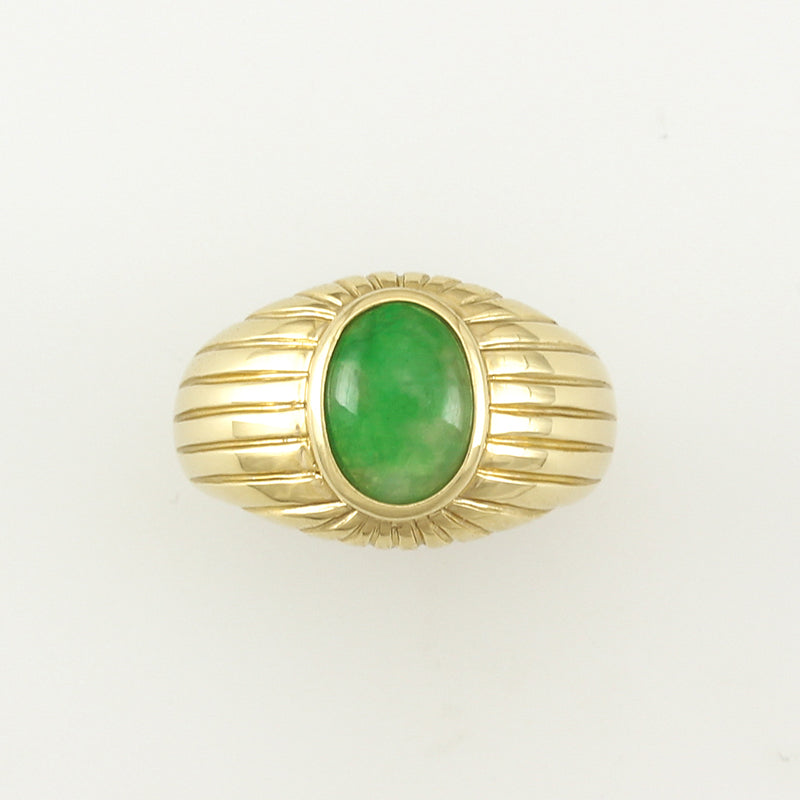 14K Yellow Gold Green Jadeite Jade Ring | UPC #322219