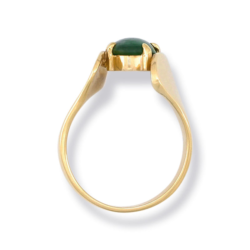 18K YELLOW GOLD GREEN JADEITE JADE RING UPC #292154