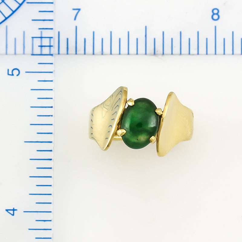 18K YELLOW GOLD GREEN JADEITE JADE RING UPC #292154