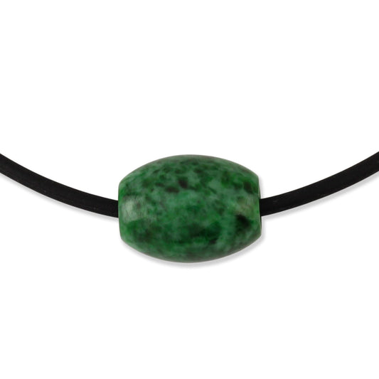 GREEN JADEITE JADE BARREL BEAD NECKLACE UPC #206939