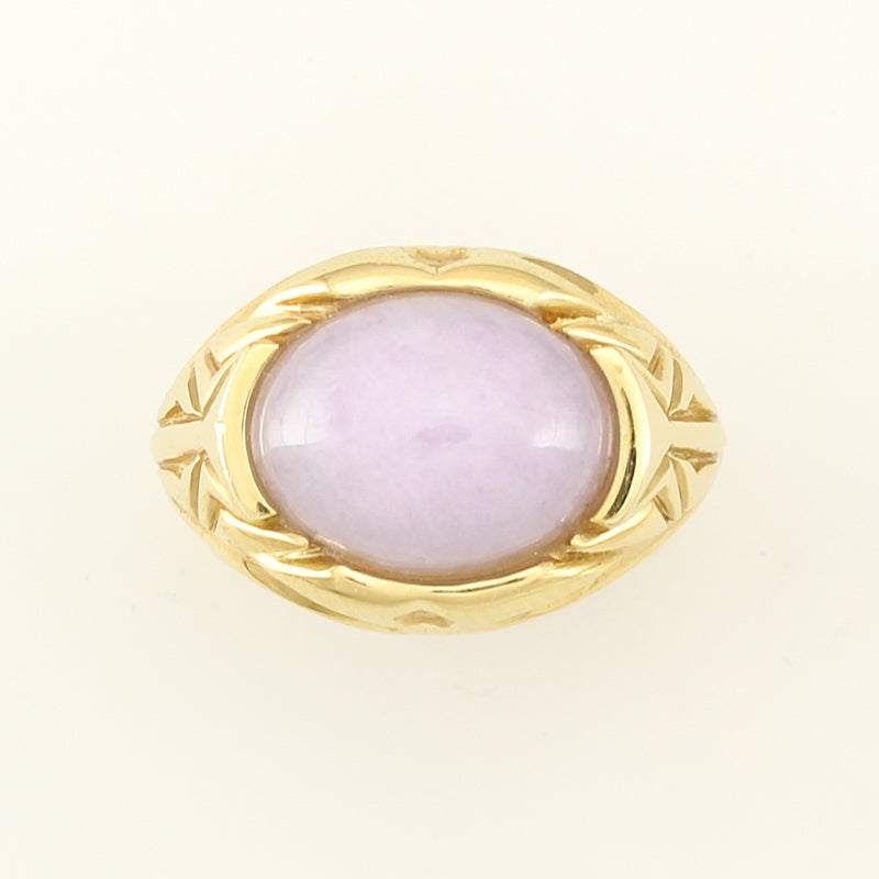 14K YELLOW GOLD LAVENDER JADEITE JADE OVAL RING UPC #298651