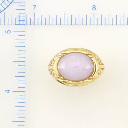 14K YELLOW GOLD LAVENDER JADEITE JADE OVAL RING UPC #298651