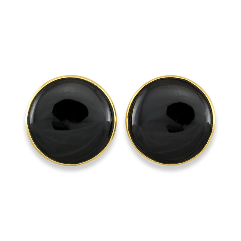 18K YELLOW GOLD BLACK NEPHRITE JADE CUFFLINKS UPC #305656