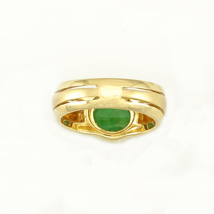 14K YELLOW GOLD GREEN JADEITE JADE RING UPC #309500