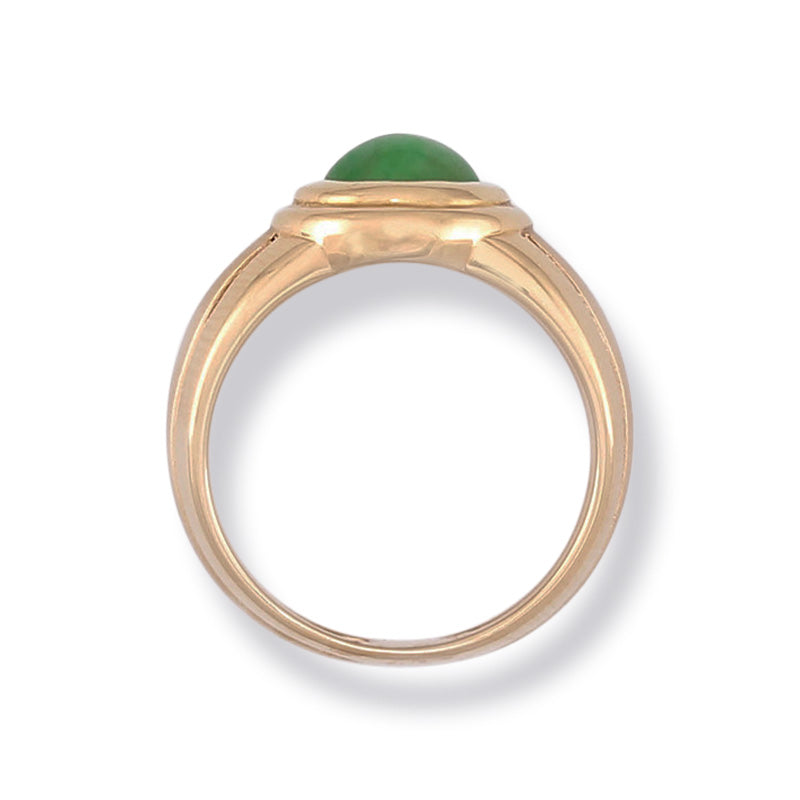 14K YELLOW GOLD GREEN JADEITE JADE RING UPC #347779