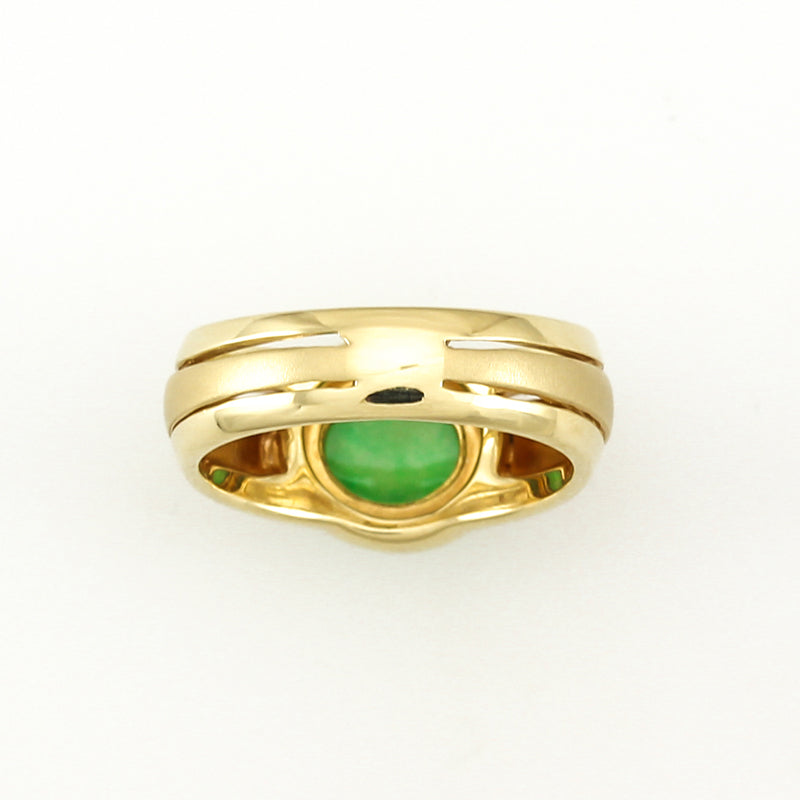 14K YELLOW GOLD GREEN JADEITE JADE RING UPC #347779