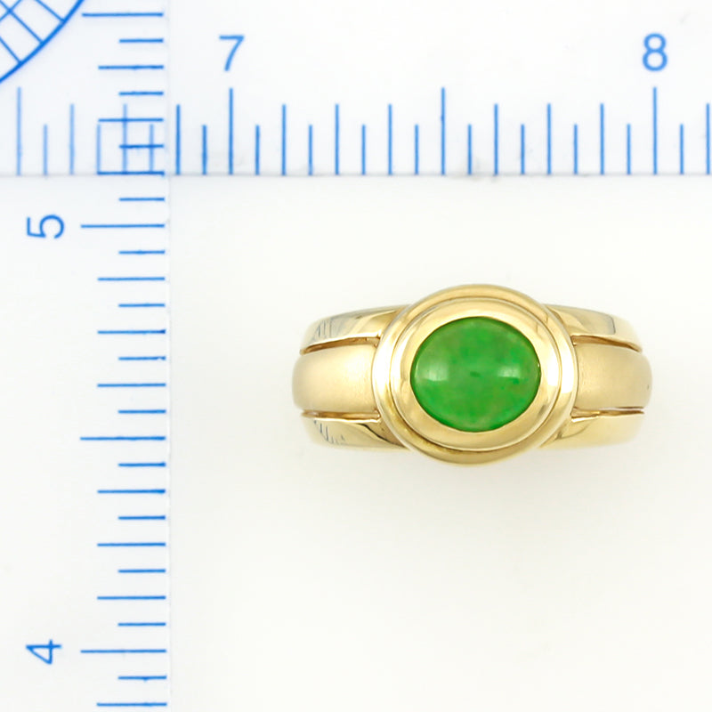 14K YELLOW GOLD GREEN JADEITE JADE RING UPC #347779