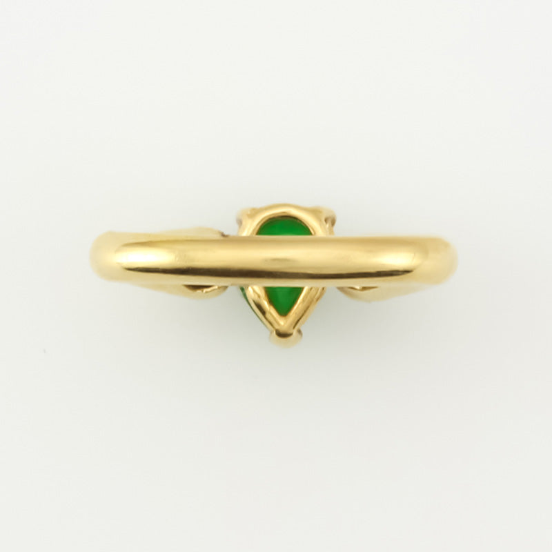 18K YELLOW GOLD GREEN JADEITE JADE AND DIAMOND RING UPC #308398