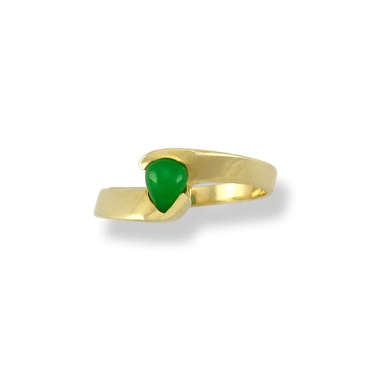 14K YELLOW GOLD GREEN JADEITE JADE RING UPC #288683