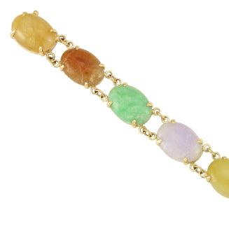 14K Yellow Gold Rainbow Jadeite Jade Bracelet | UPC #325364