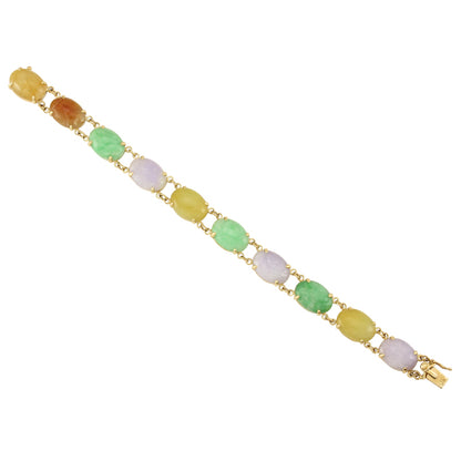 14K Yellow Gold Rainbow Jadeite Jade Bracelet | UPC #325364