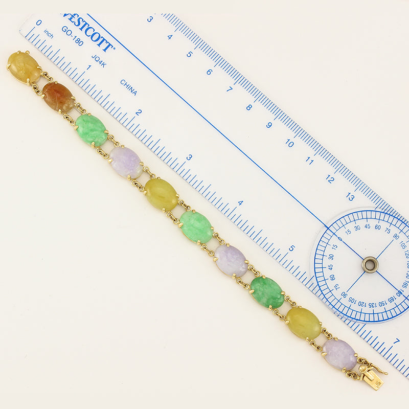 14K Yellow Gold Rainbow Jadeite Jade Bracelet | UPC #325364