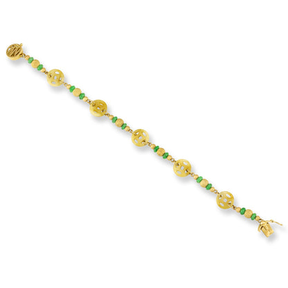 14K YELLOW GOLD YELLOW JADEITE JADE COIN BRACELET UPC #339422