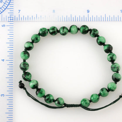 GREEN JADEITE JADE ADJUSTABLE BEAD BRACELET UPC #391628