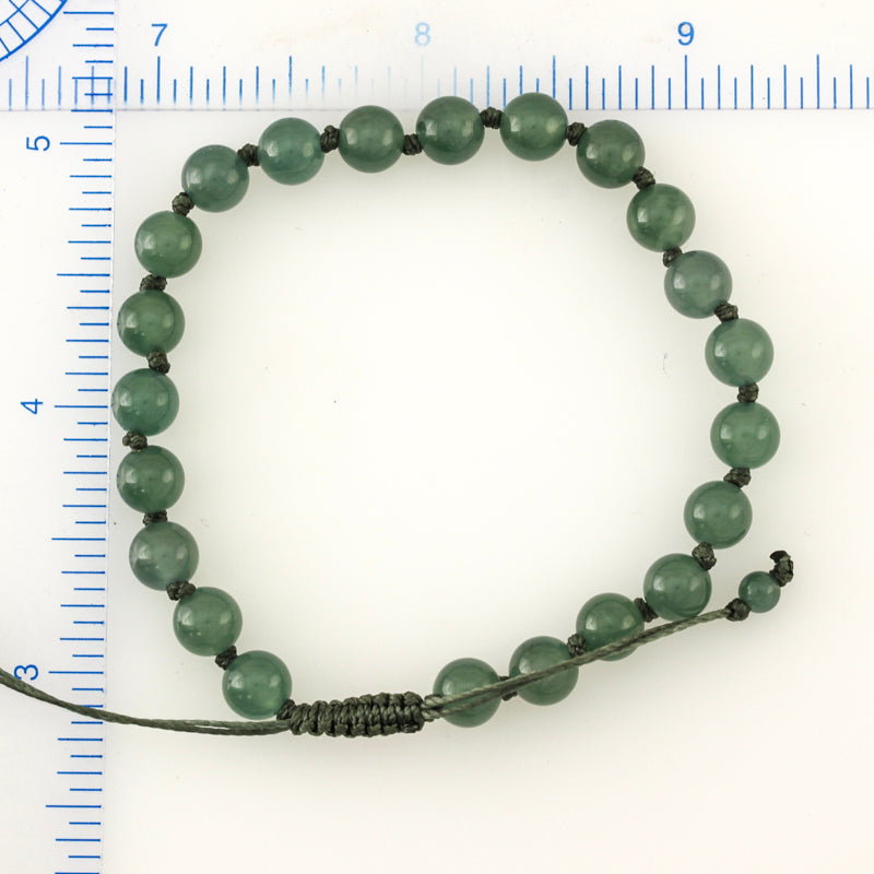 BLUE GREEN JADEITE JADE ADJUSTABLE BEAD BRACELET UPC #392540