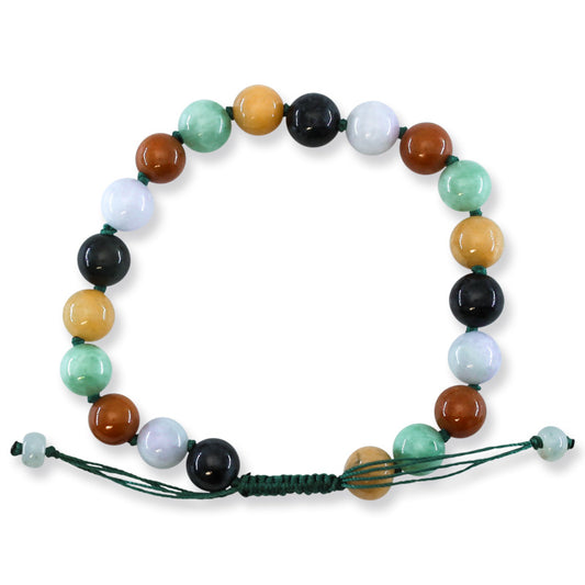 Rainbow Jade Bracelet | Adjustable Multicolor Jadeite Jade Bead Bracelet | UPC #393776