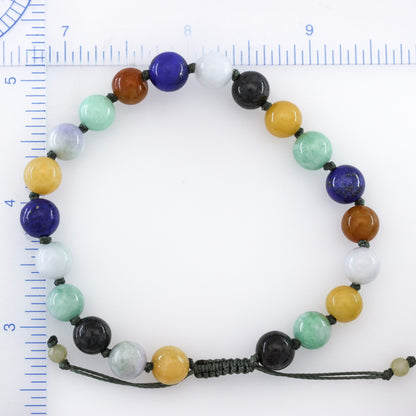 RAINBOW JADEITE JADE & LAPIS ADJUSTABLE BEAD BRACELET UPC #393356