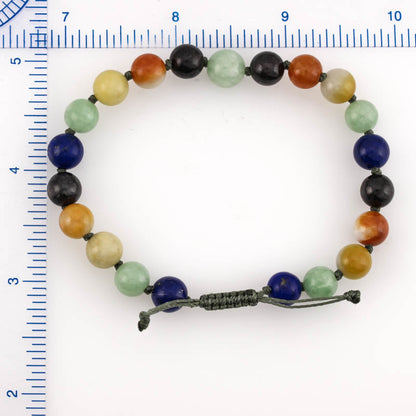 RAINBOW JADEITE JADE ADJUSTABLE BEAD BRACELET UPC #374782