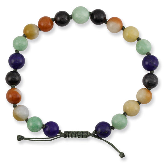 RAINBOW JADEITE JADE ADJUSTABLE BEAD BRACELET UPC #374782