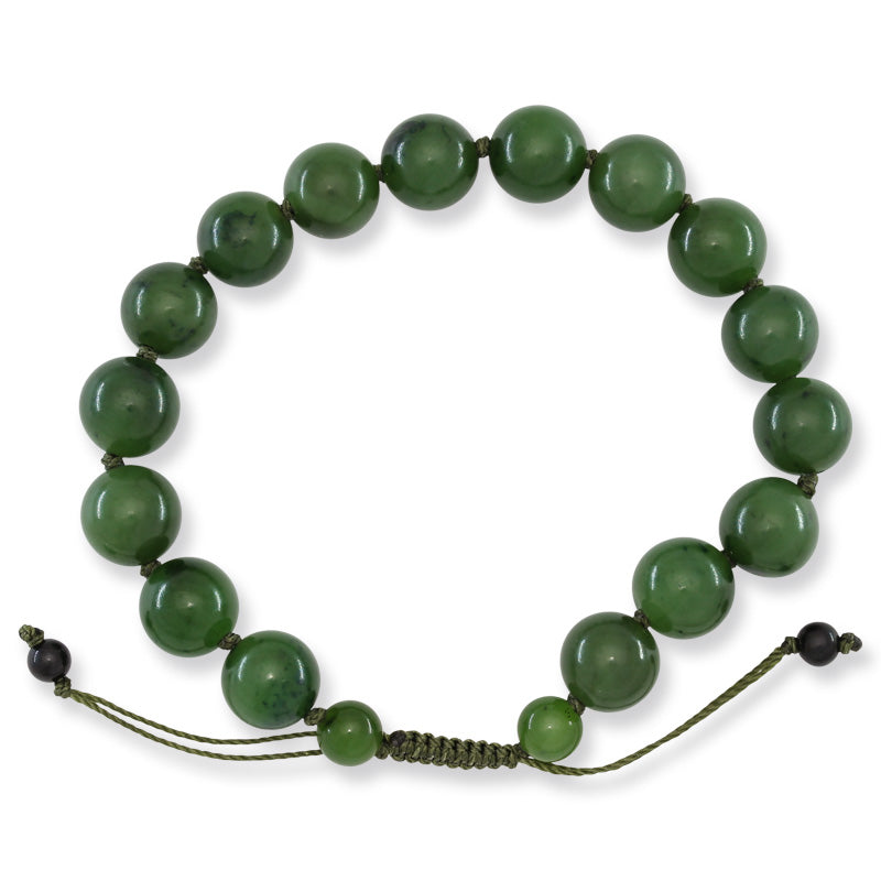 GREEN NEPHRITE JADE ADJUSTABLE BEAD BRACELET UPC #393370