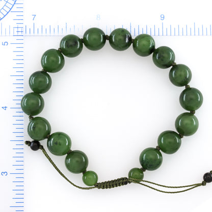 GREEN NEPHRITE JADE ADJUSTABLE BEAD BRACELET UPC #393370